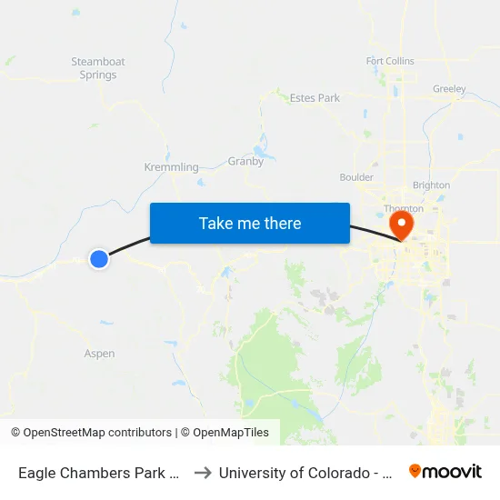 Eagle Chambers Park & Ride to University of Colorado - Denver map