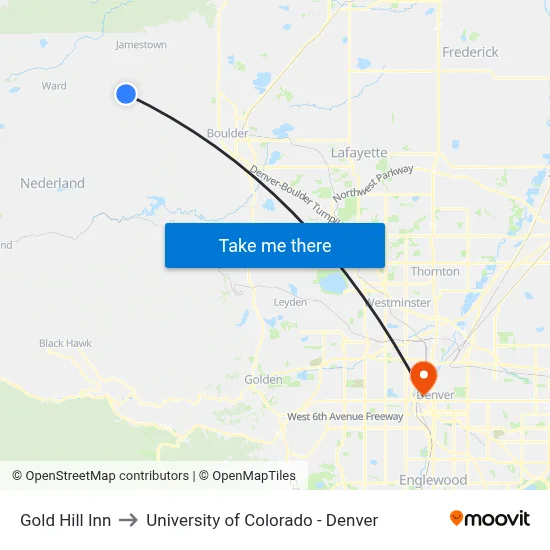 Gold Hill Inn to University of Colorado - Denver map