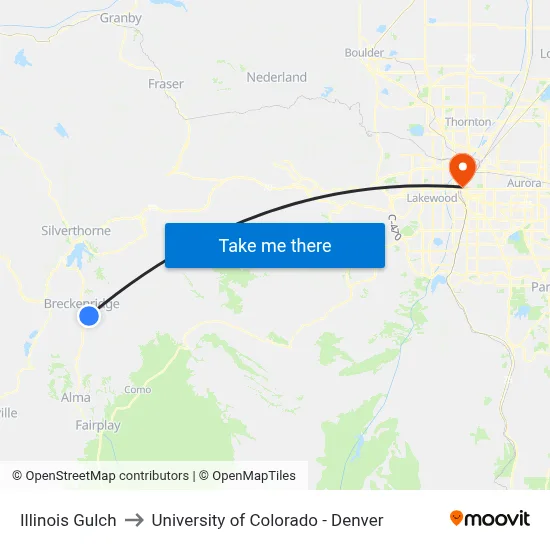 Illinois Gulch to University of Colorado - Denver map
