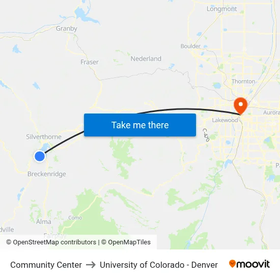 Community Center to University of Colorado - Denver map