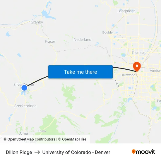Dillon Ridge to University of Colorado - Denver map