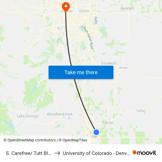 S. Carefree/ Tutt Blvd to University of Colorado - Denver map