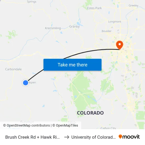 Brush Creek Rd + Hawk Ridge Ln Uphill to University of Colorado - Denver map