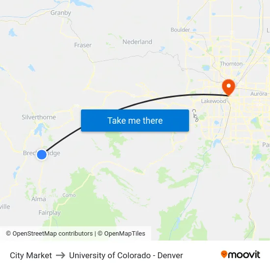 City Market to University of Colorado - Denver map