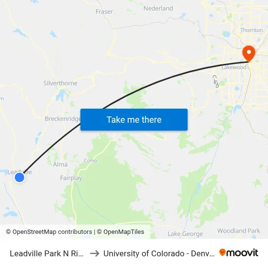 Leadville Park N Ride to University of Colorado - Denver map
