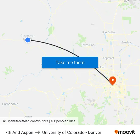 7th And Aspen to University of Colorado - Denver map
