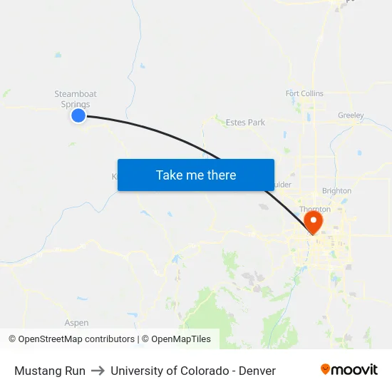 Mustang Run to University of Colorado - Denver map