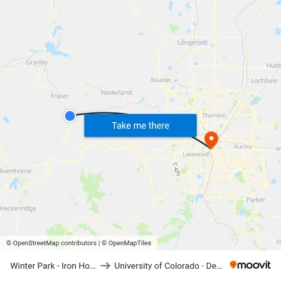 Winter Park - Iron Horse to University of Colorado - Denver map