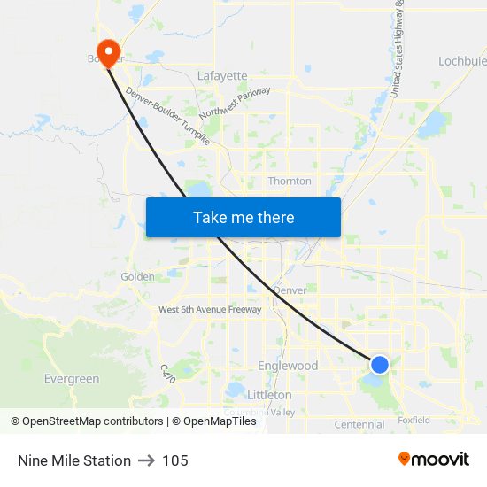 Nine Mile Station to 105 map