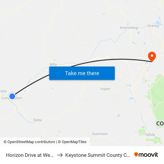 Horizon Drive at Wendy's to Keystone Summit County CO USA map