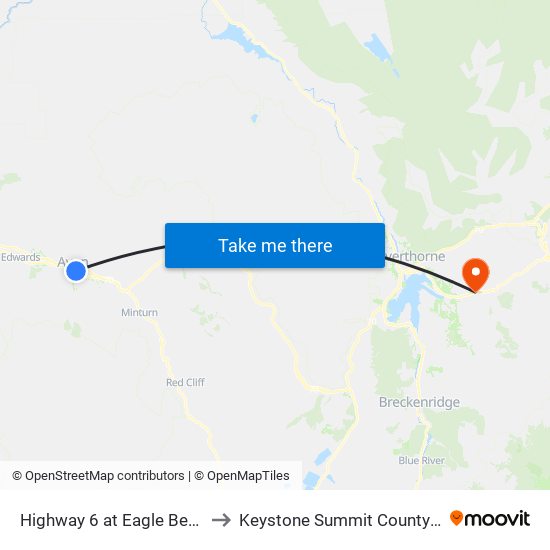 Highway 6 at Eagle Bend West to Keystone Summit County CO USA map