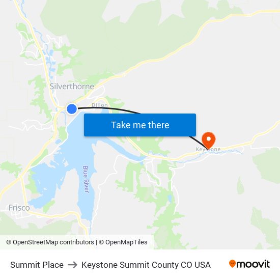 Summit Place to Keystone Summit County CO USA map