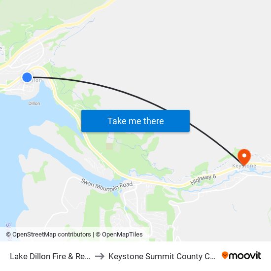 Lake Dillon Fire & Rescue to Keystone Summit County CO USA map