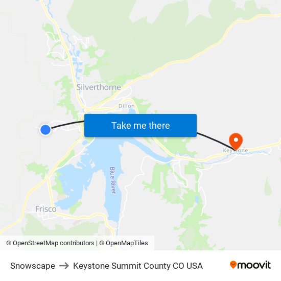 Snowscape to Keystone Summit County CO USA map