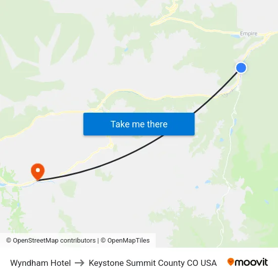 Wyndham Hotel to Keystone Summit County CO USA map