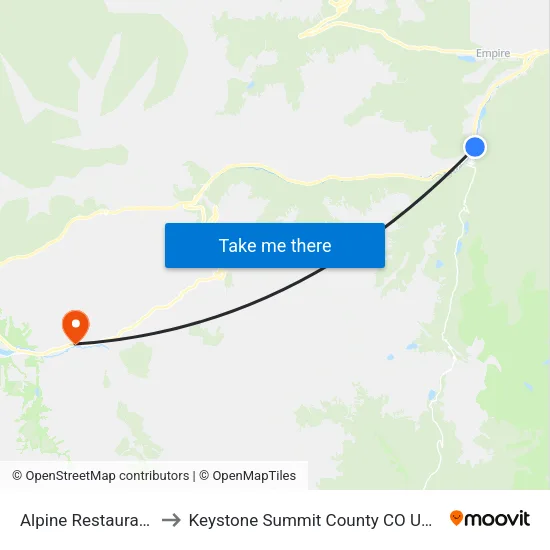 Alpine Restaurant to Keystone Summit County CO USA map