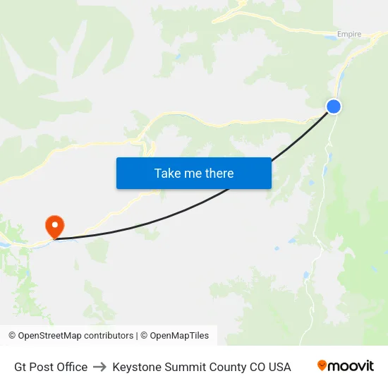 Gt Post Office to Keystone Summit County CO USA map