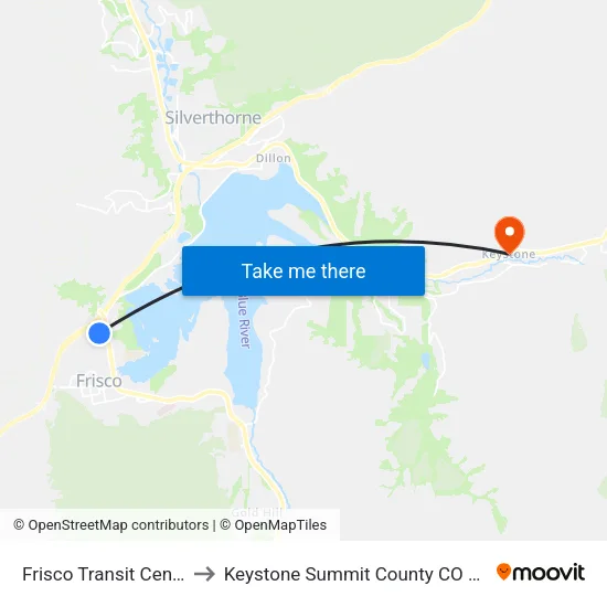 Frisco Transit Center to Keystone Summit County CO USA map