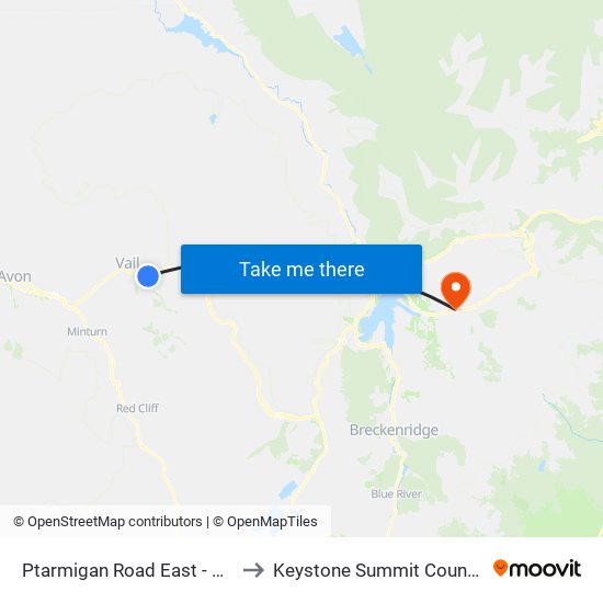 Ptarmigan Road East - Eastbound to Keystone Summit County CO USA map