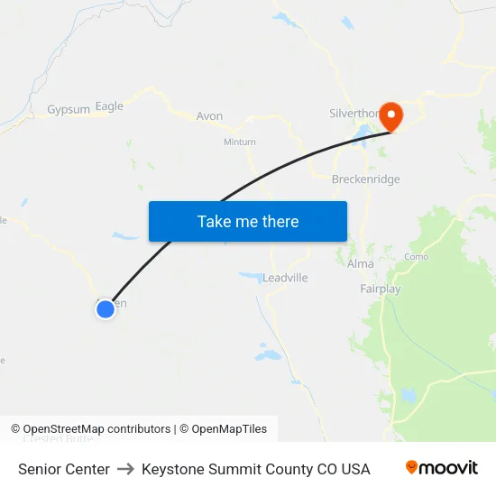 Senior Center to Keystone Summit County CO USA map