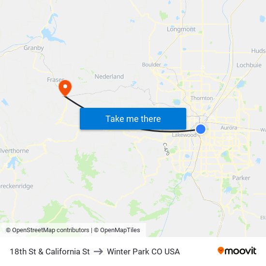 18th St & California St to Winter Park CO USA map