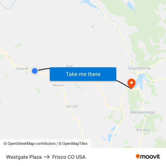 Westgate Plaza to Frisco CO USA map
