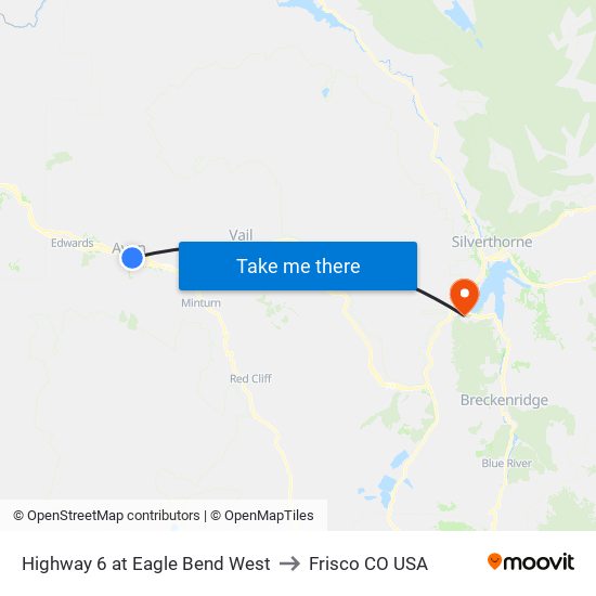 Highway 6 at Eagle Bend West to Frisco CO USA map