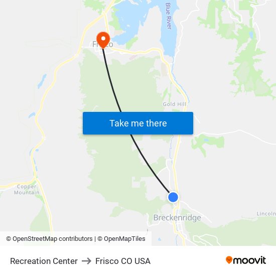 Recreation Center to Frisco CO USA map