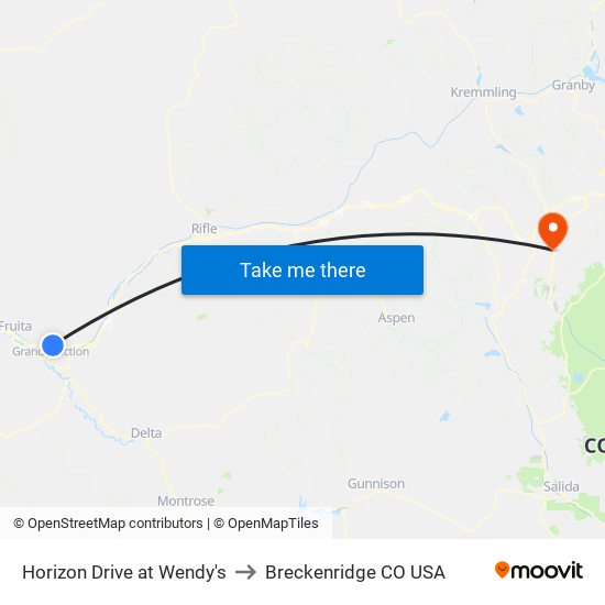 Horizon Drive at Wendy's to Breckenridge CO USA map