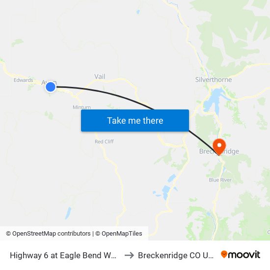 Highway 6 at Eagle Bend West to Breckenridge CO USA map