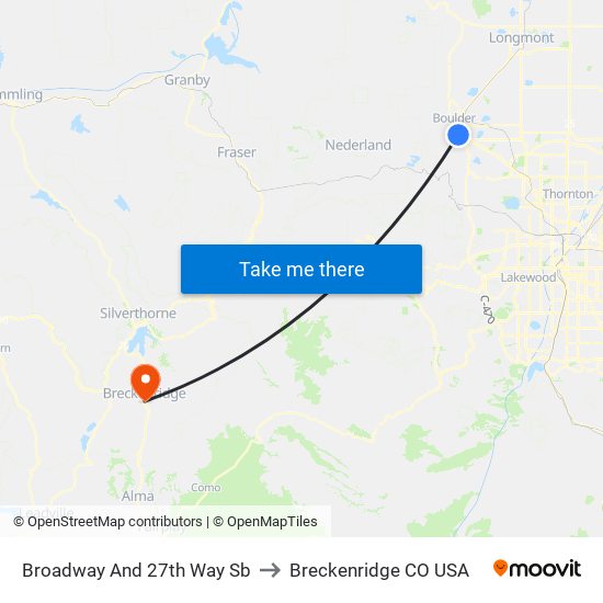 Broadway And 27th Way Sb to Breckenridge CO USA map