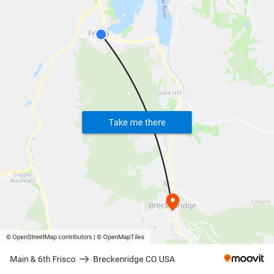 Main & 6th Frisco to Breckenridge CO USA map