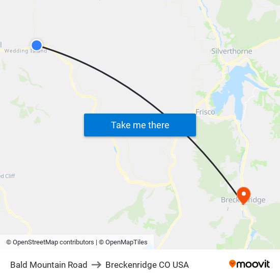 Bald Mountain Road to Breckenridge CO USA map