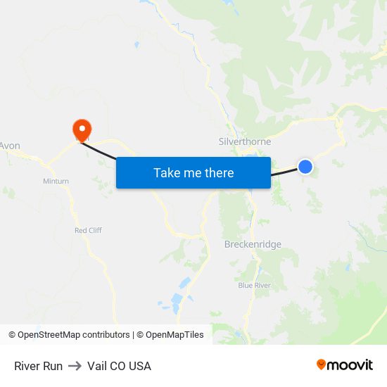 River Run to Vail CO USA map