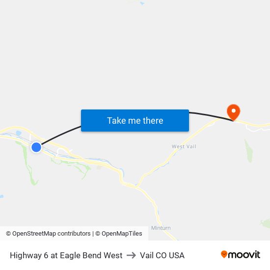 Highway 6 at Eagle Bend West to Vail CO USA map