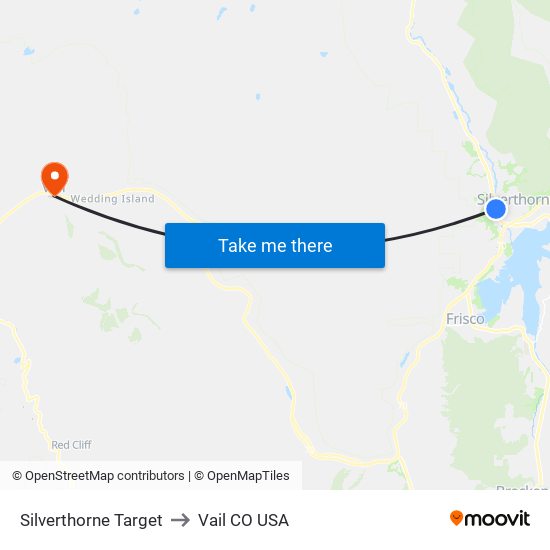 Silverthorne Target to Vail CO USA map