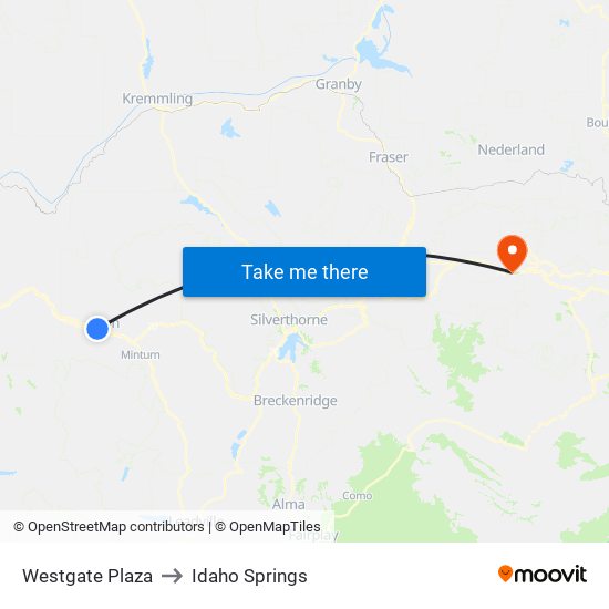 Westgate Plaza to Idaho Springs map