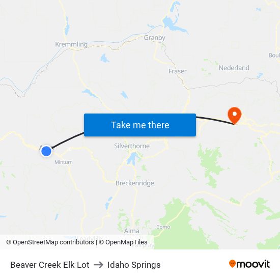 Beaver Creek Elk Lot to Idaho Springs map