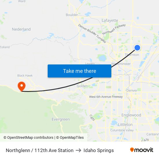 Northglenn / 112th Ave Station to Idaho Springs map