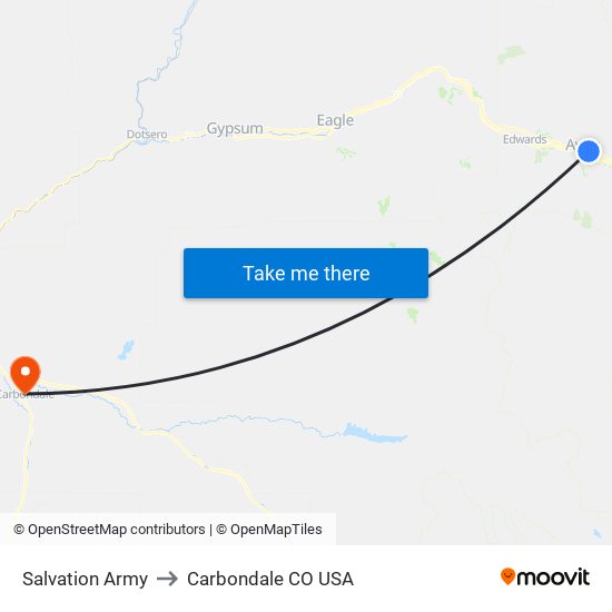 Salvation Army to Carbondale CO USA map