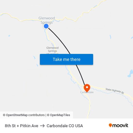 8th St + Pitkin Ave to Carbondale CO USA map