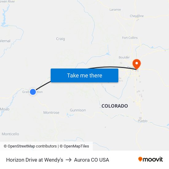 Horizon Drive at Wendy's to Aurora CO USA map