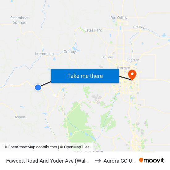 Fawcett Road And Yoder Ave (Walmart) to Aurora CO USA map