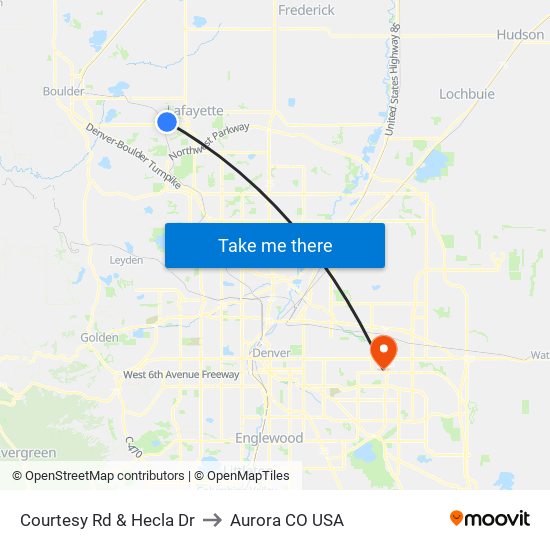 Courtesy Rd & Hecla Dr to Aurora CO USA map