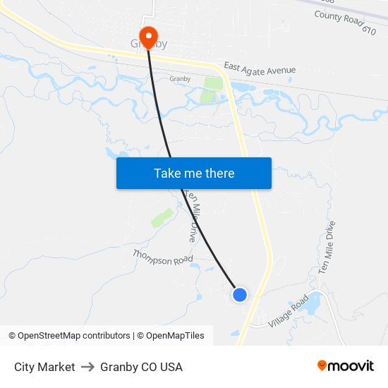 City Market to Granby CO USA map