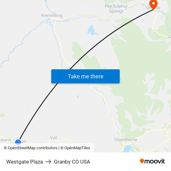 Westgate Plaza to Granby CO USA map