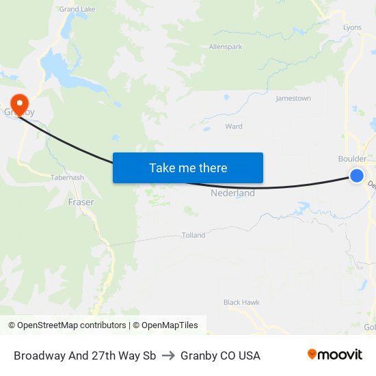 Broadway And 27th Way Sb to Granby CO USA map