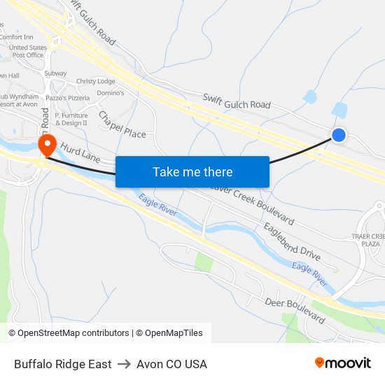 Buffalo Ridge East to Avon CO USA map