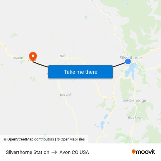 Silverthorne Station to Avon CO USA map