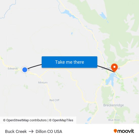 Buck Creek to Dillon CO USA map